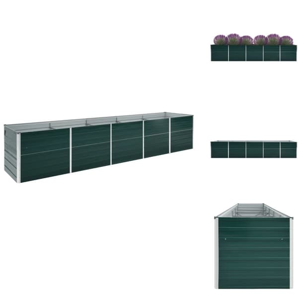 Plantekrukker - Living forhøjet plantekasse 400x80x45 cm galvaniseret stål grøn