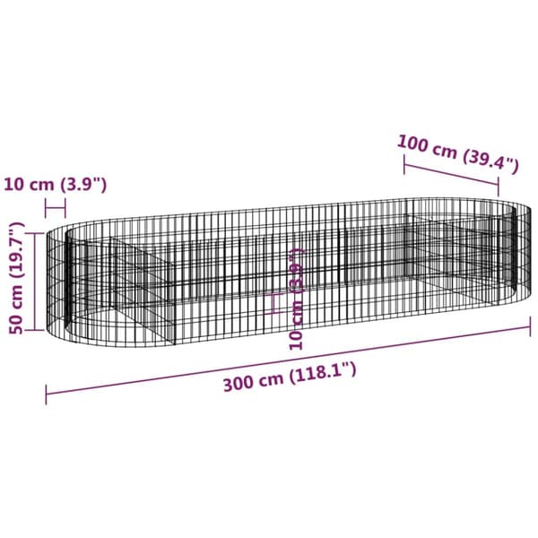 Plantekrukker - Living gabion-højbed 300x100x50 cm galvaniseret jern