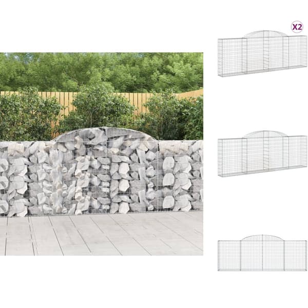 Plantekrukker - Living buede gabionkurve 2 stk. 300x30x100/120 cm galvaniseret jern