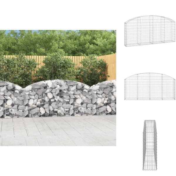 Krukor & odlingslådor - Living Gabion bågformad 200x30x80/100 cm galvaniserat järn