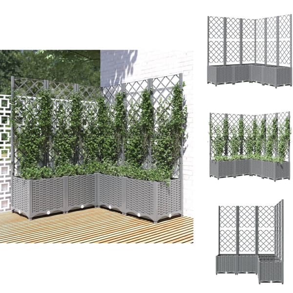 Plantekrukker - Living plantekasse med espalier 120x120x136 cm PP lysegrå