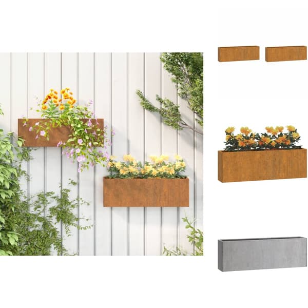 Krukor & odlingslådor - Living Odlingslådor för vägg 2 st rosttrögt stål 53x10x17 cm