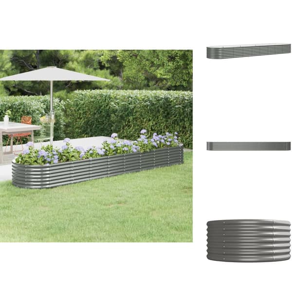 Plantekrukker - Living plantekasse 368x80x36 cm pulverlakeret stål grå