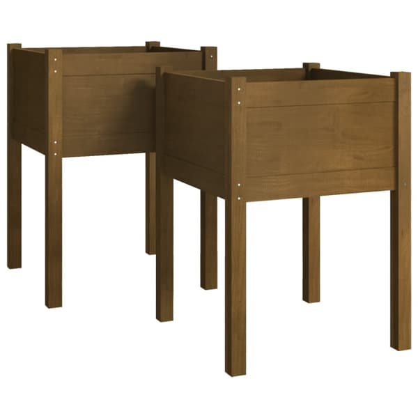 Krukor & odlingslådor - Living Odlingslåda 2 st honungsbrun 50x50x70 cm massiv furu