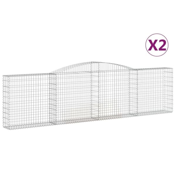 Plantekrukker - Living buede gabionkurve 2 stk. 400x30x100/120 cm galvaniseret jern