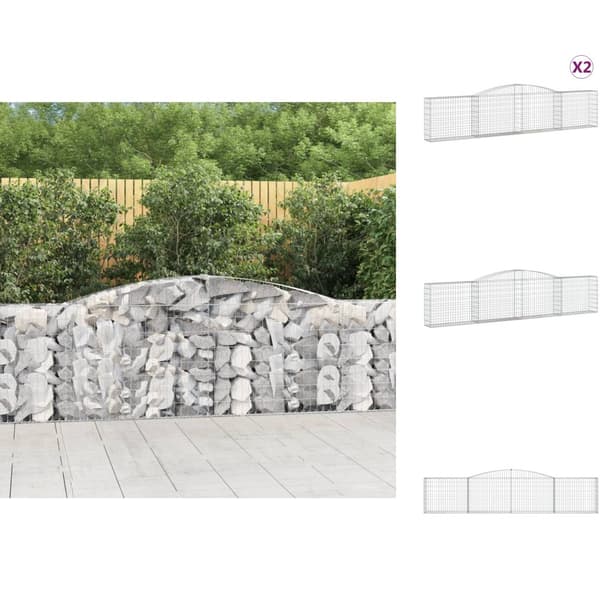 Plantekrukker - Living buede gabionkurve 2 stk. 400x30x80/100 cm galvaniseret jern