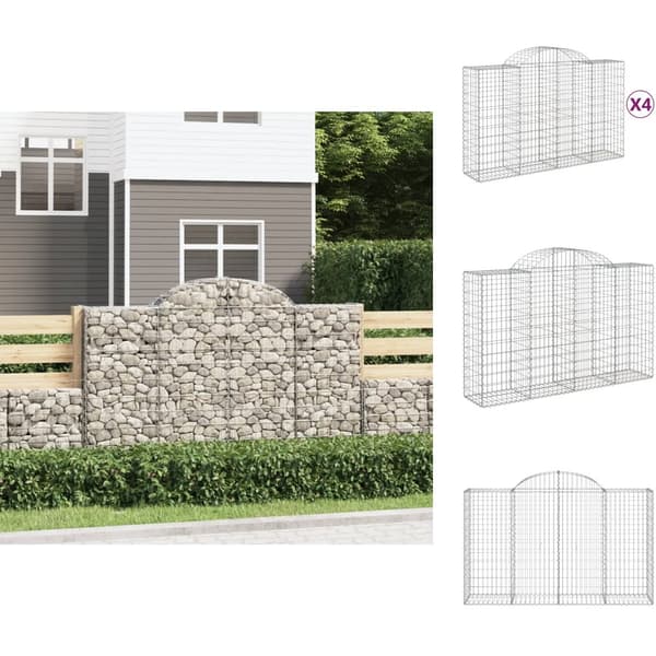 Plantekrukker - Living buede gabionkurve 4 stk. 200x50x120/140 cm galvaniseret jern