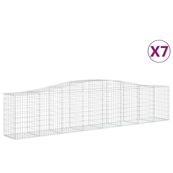Plantekrukker - Living buede gabionkurve 7 stk. 400x50x80/100 cm galvaniseret jern
