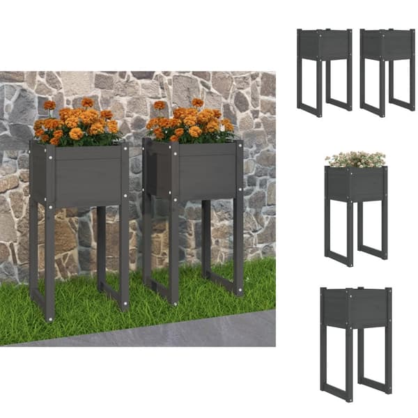 Plantekrukker - Living plantekasser 2 stk. 40x40x81 cm massivt fyrretræ grå