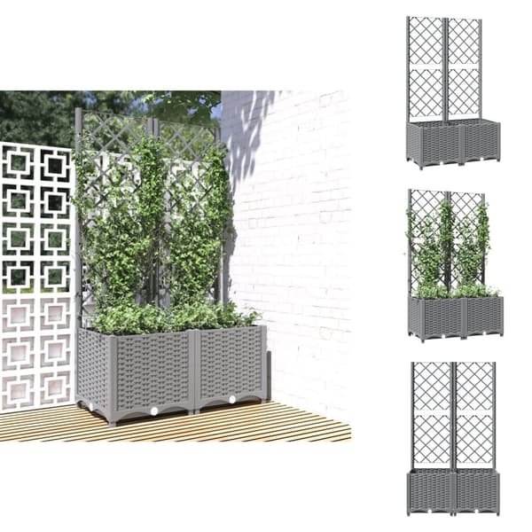 Krukor & odlingslådor - Living Odlingslåda med spaljé ljusgrå 80x40x136 cm PP