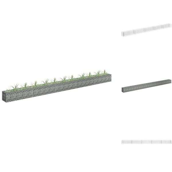 Krukor & odlingslådor - Living Planteringsgabion upphöjd galvaniserat stål 450x30x30 cm
