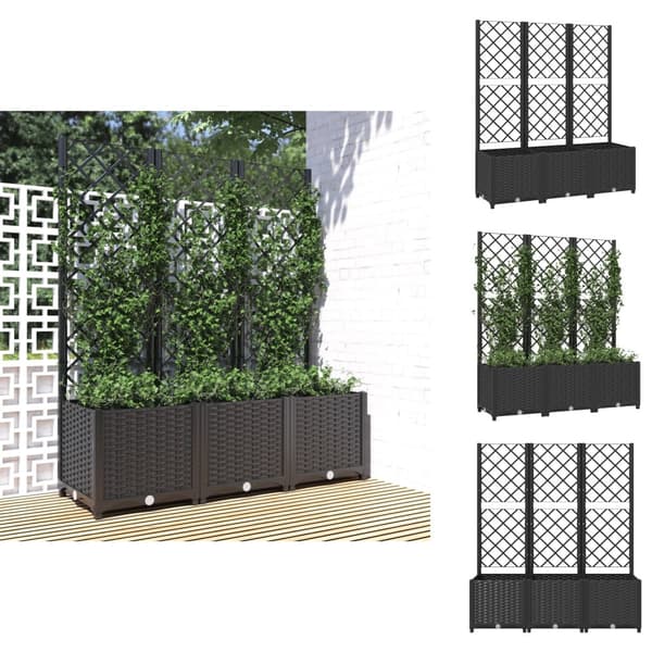 Plantekrukker - Living plantekasse med espalier 120x40x136 cm PP sort
