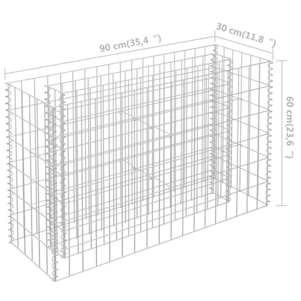 Krukor & odlingslådor - Living Planteringsgabion upphöjd galvaniserat stål 90x30x60 cm