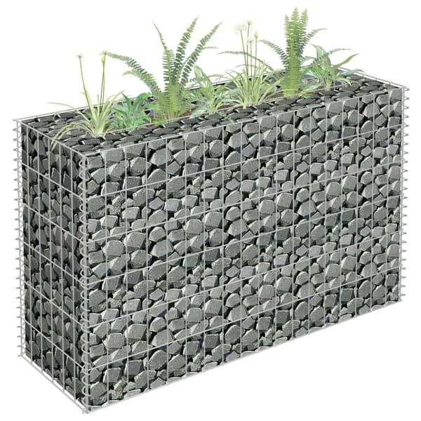 Krukor & odlingslådor - Living Planteringsgabion upphöjd galvaniserat stål 90x30x60 cm
