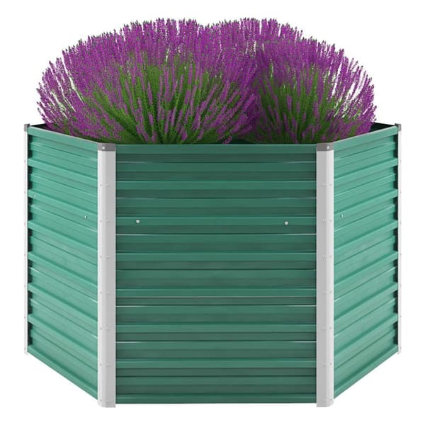 Plantekrukker - Living forhøjet plantekasse 129x129x77 cm galvaniseret stål grøn