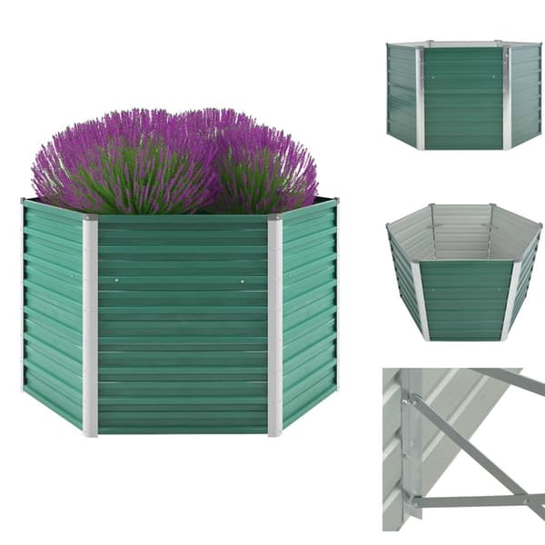 Plantekrukker - Living forhøjet plantekasse 129x129x77 cm galvaniseret stål grøn