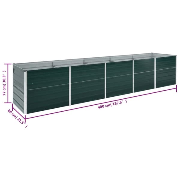 Plantekrukker - Living forhøjet plantekasse 400x80x77 cm galvaniseret stål grøn