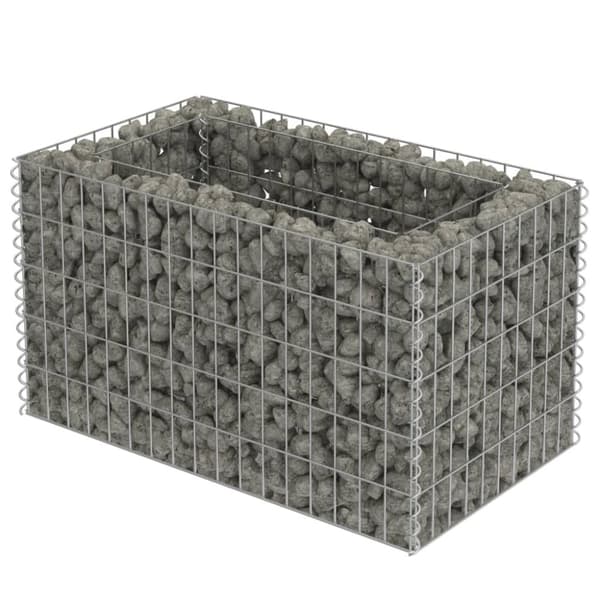 Krukor & odlingslådor - Living Planteringsgabion upphöjd galvaniserat stål 90x50x50 cm