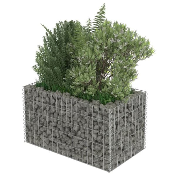 Krukor & odlingslådor - Living Planteringsgabion upphöjd galvaniserat stål 90x50x50 cm