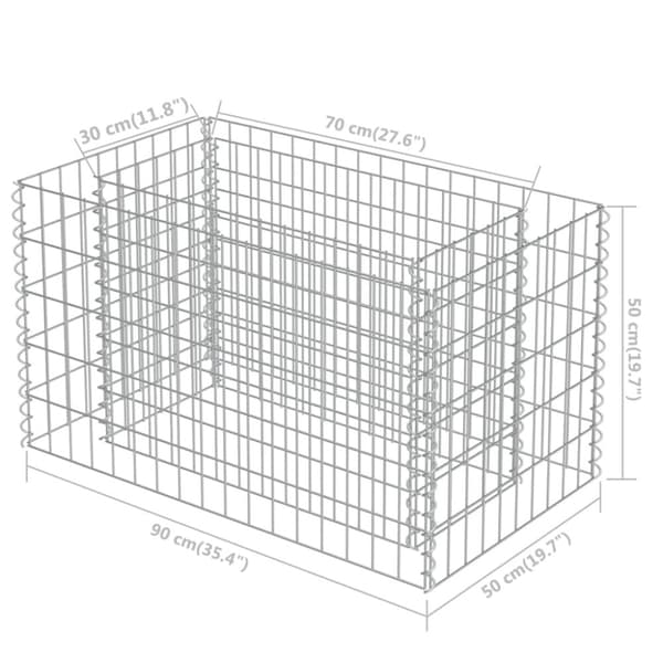 Krukor & odlingslådor - Living Planteringsgabion upphöjd galvaniserat stål 90x50x50 cm