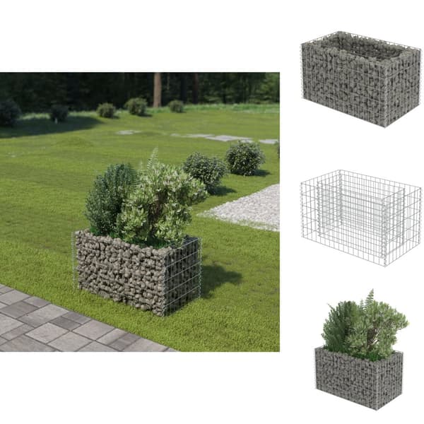 Krukor & odlingslådor - Living Planteringsgabion upphöjd galvaniserat stål 90x50x50 cm