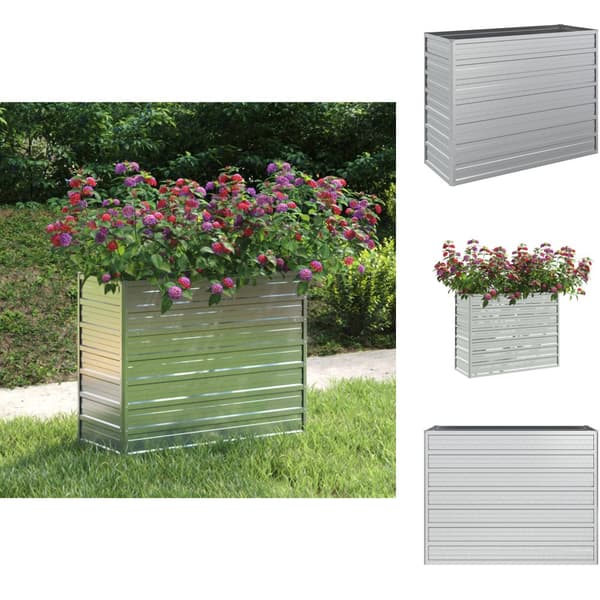 Plantekrukker - Living højbed 100x40x77 cm galvaniseret stål sølvfarvet