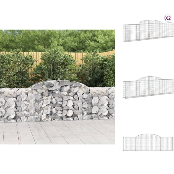 Plantekrukker - Living buede gabionkurve 2 stk. 300x30x80/100 cm galvaniseret jern