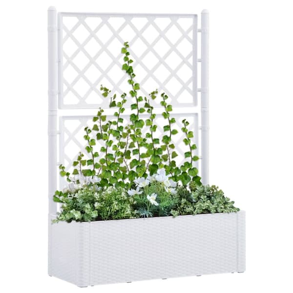 Plantekrukker - Living højbed med espalier og automatisk vandingssystem hvid
