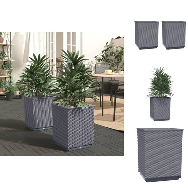 Plantekrukker - Living plantekasser 2 stk. 30x30x37 cm polypropylen mørkegrå