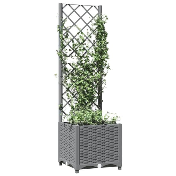 Krukor & odlingslådor - Living Odlingslåda med spaljé ljusgrå 40x40x136 cm PP
