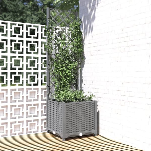 Krukor & odlingslådor - Living Odlingslåda med spaljé ljusgrå 40x40x136 cm PP