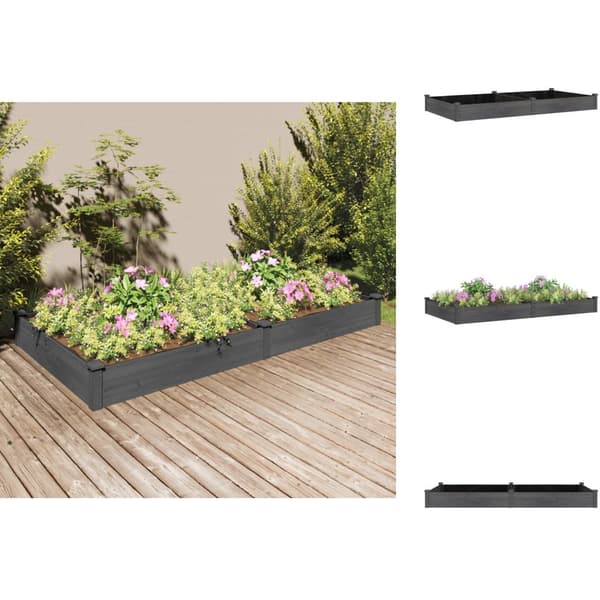 Plantekrukker - Living plantekasse med foring 240x120x25 cm massivt fyrretræ grå