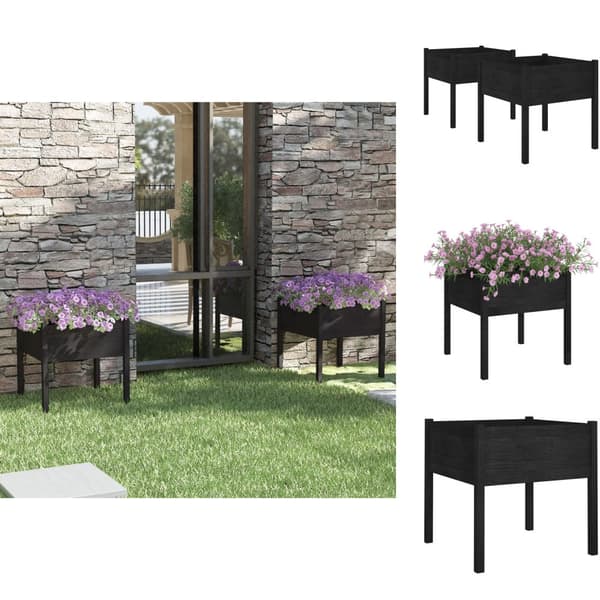 Plantekrukker - Living plantekasser 2 stk. 70x70x70 cm massivt fyrretræ sort