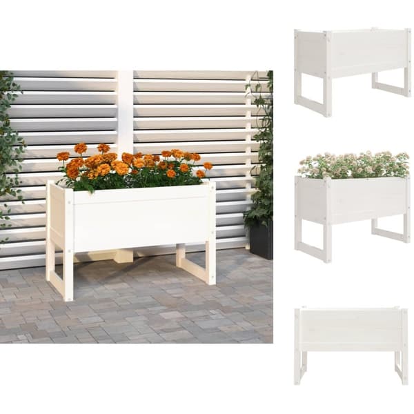 Plantekrukker - Living plantekasse 78x40x52 cm massivt fyrretræ hvid