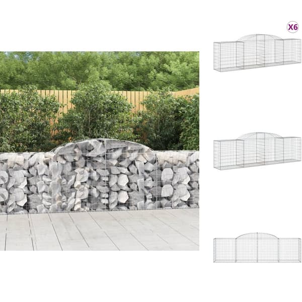Plantekrukker - Living buede gabionkurve 6 stk. 300x50x80/100 cm galvaniseret jern