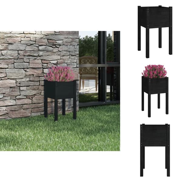 Krukor & odlingslådor - Living Odlingslåda svart 40x40x70 cm massiv furu