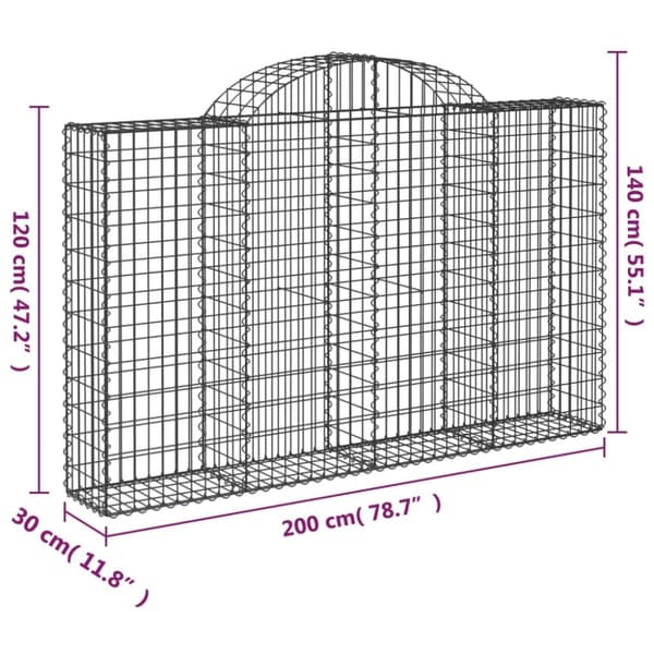Plantekrukker - Living buet gabionkurv 200x30x120/140 cm galvaniseret jern