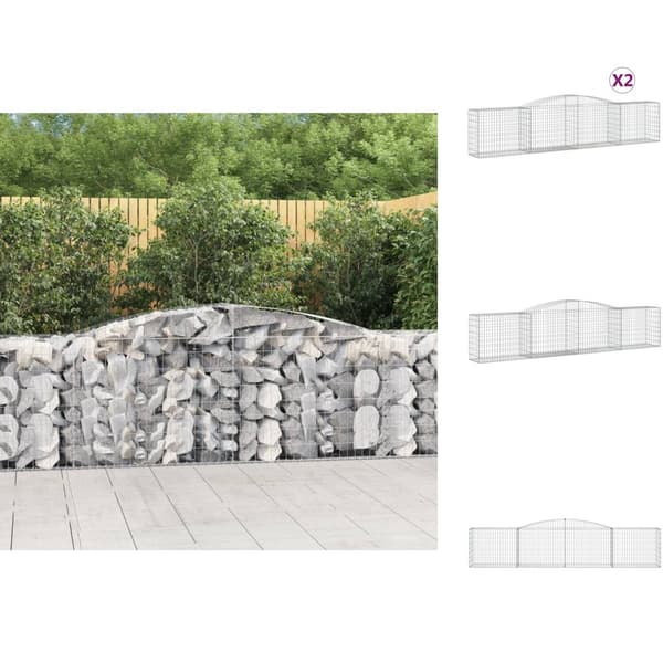 Plantekrukker - Living buede gabionkurve 2 stk. 400x50x80/100 cm galvaniseret jern