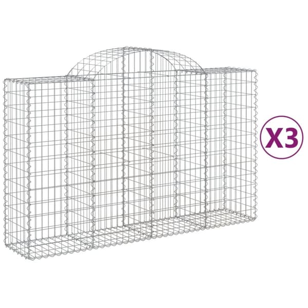Plantekrukker - Living buede gabionkurve 3 stk. 200x50x120/140 cm galvaniseret jern