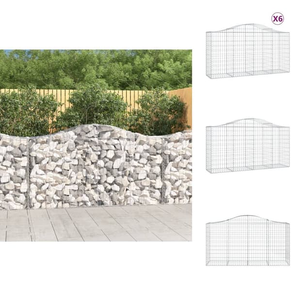 Plantekrukker - Living buede gabionkurve 6 stk. 200x50x100/120 cm galvaniseret jern