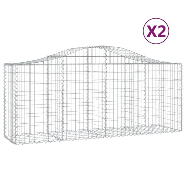 Plantekrukker - Living buede gabionkurve 2 stk. 200x50x80/100 cm galvaniseret jern