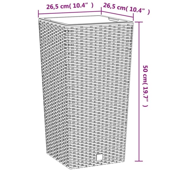 Plantekrukker - Living plantekrukke 11/26,5 l udtagelig indsats PP rattanlook antracit