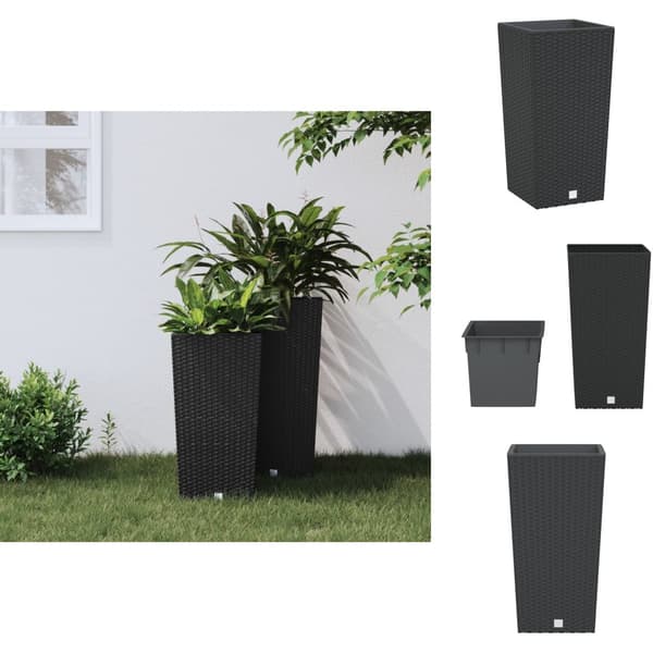 Plantekrukker - Living plantekrukke 11/26,5 l udtagelig indsats PP rattanlook antracit
