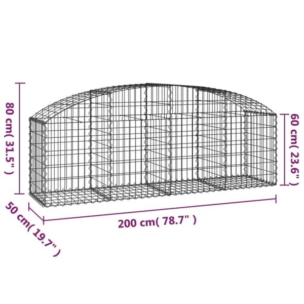 Plantekrukker - Living buet gabionkurv 200x50x60/80 cm galvaniseret jern