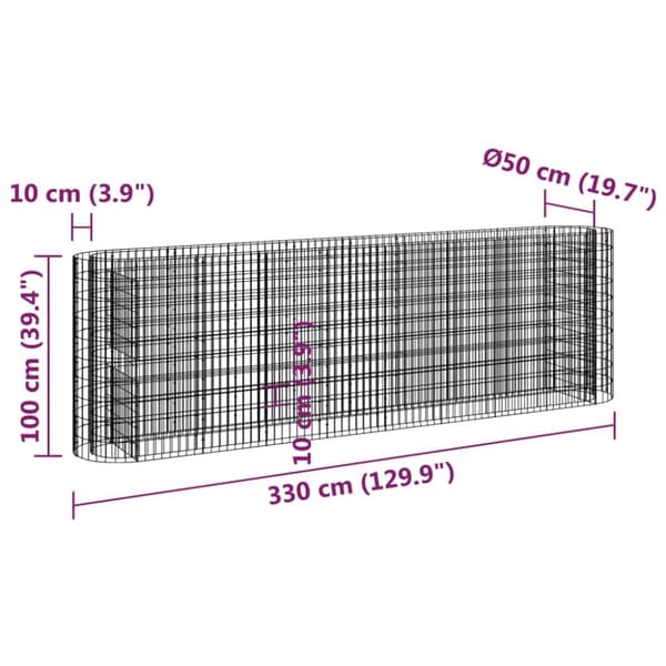Plantekrukker - Living gabion-højbed 330x50x100 cm galvaniseret jern