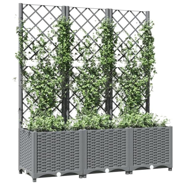 Plantekrukker - Living plantekasse med espalier 120x40x136 cm PP lysegrå