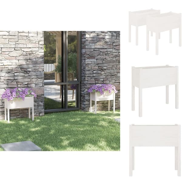 Plantekrukker - Living plantekasser 2 stk. 70x31x70 cm massivt fyrretræ hvid