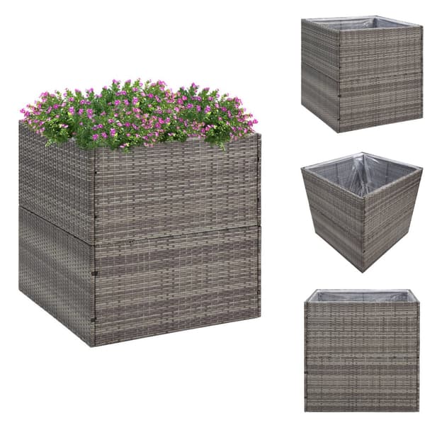 Plantekrukker - Living plantekasse 80x80x80 cm polyrattan grå