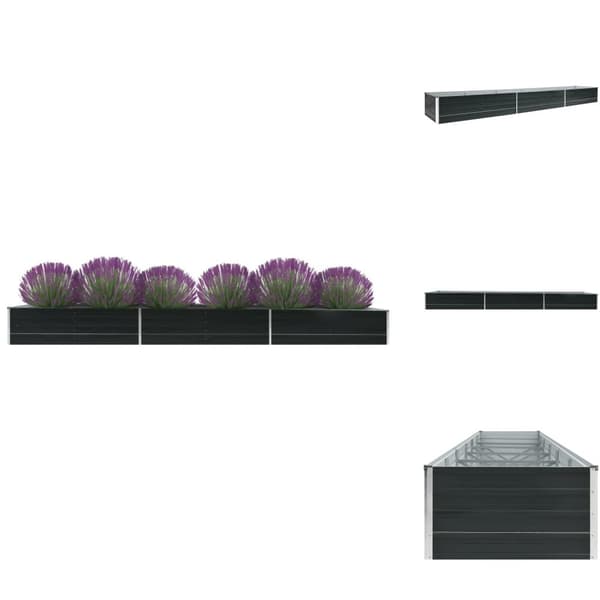 Kukkaruukut & istutuslaatikot - Living Korotettu kukkalaatikko galv. teräs 480x80x45 cm antrasiitti