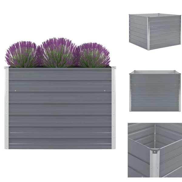 Plantekrukker - Living hævet havekasse 100 x 100 x 77 galvaniseret stål gråt